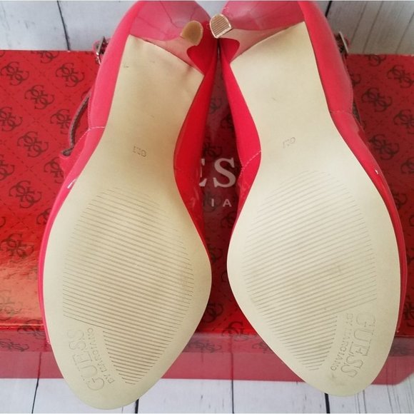 Guess Naga Hot Pink Patent Leather Strappy Stiletto Heels with Box Barbiecore 6 - Picture 6 of 13